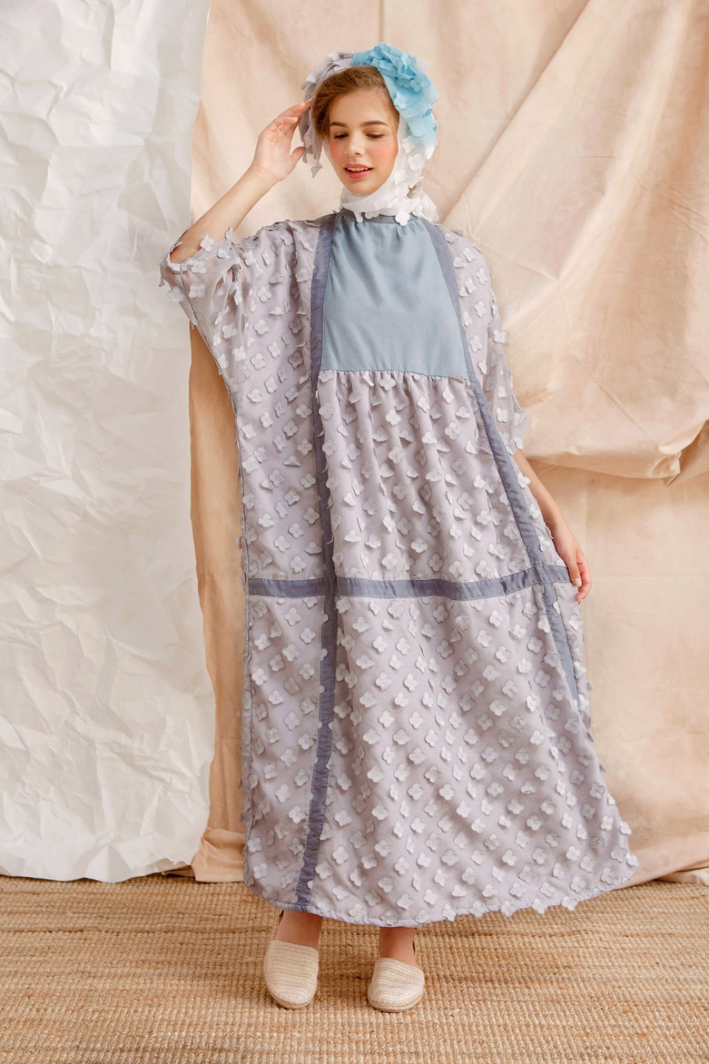 SANAZ DRESS GREY/ BLUE